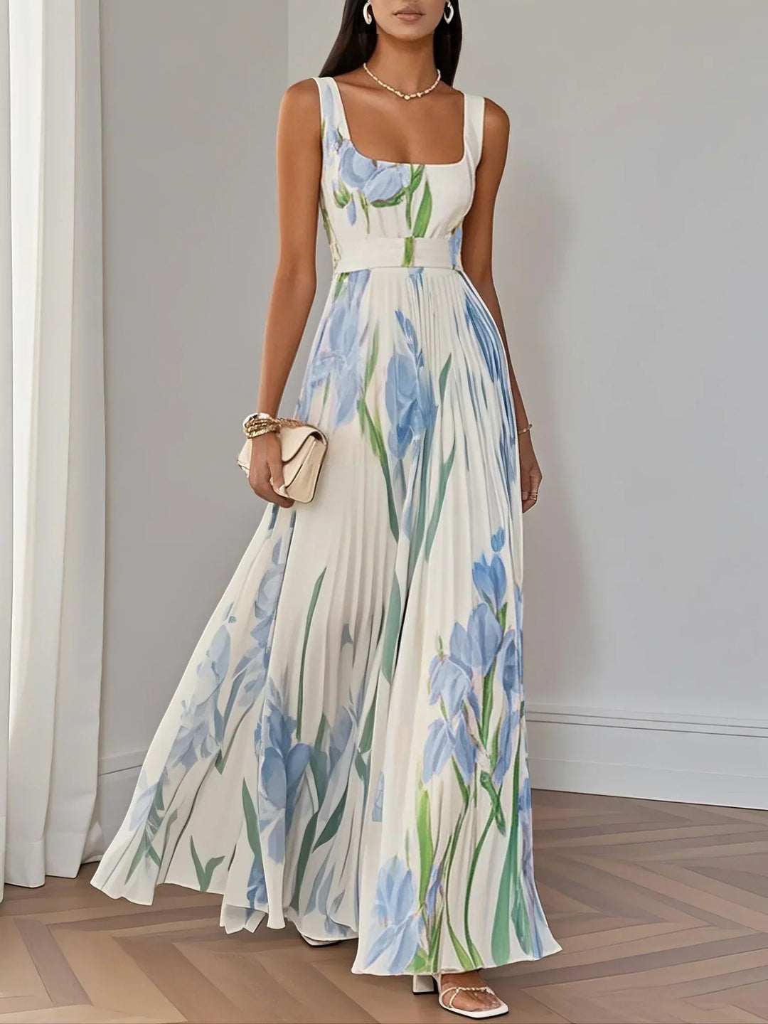 FAERELUNE – ELEGANT PLEATED MAXI DRESS