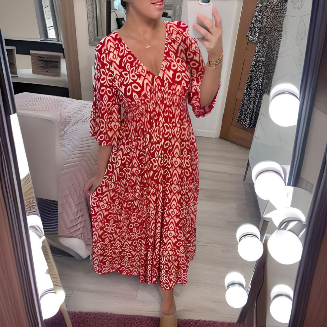 ALINA – BOHO PRINTED COTTON DRESS