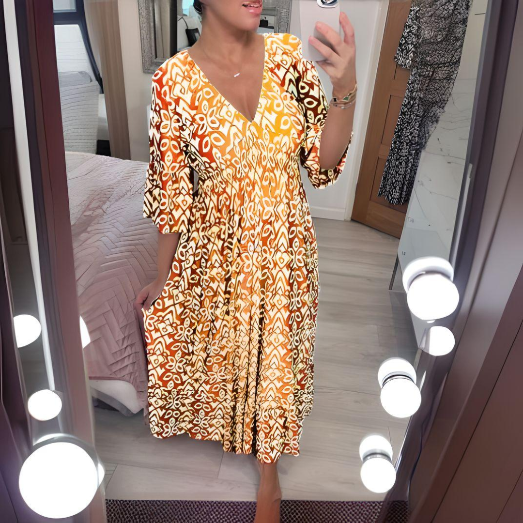 ALINA – BOHO PRINTED COTTON DRESS