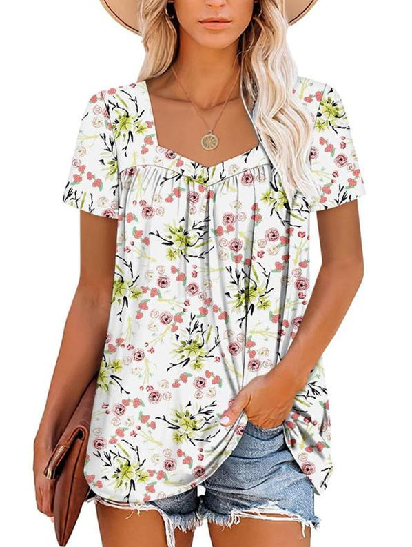 CYRENE – COSY TOP WITH SHORT SLEEVES & PRINT