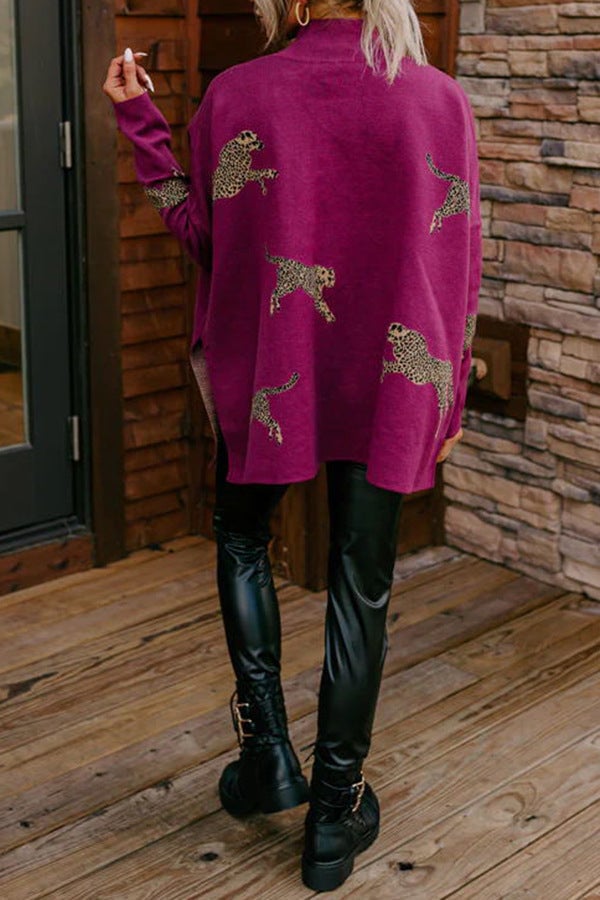 ALETHEA – CASUAL VINTAGE TIGER & LEOPARD PRINT LONG SLEEVE TOP