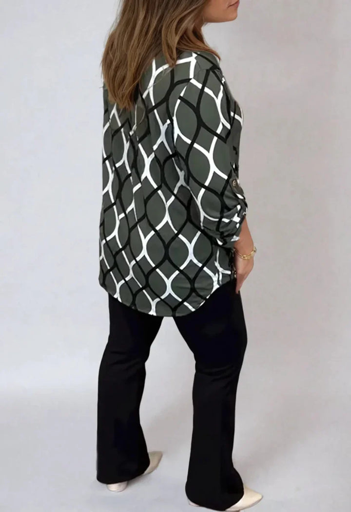 OLYSSIA – ELEGANT PATTERNED LONG SLEEVE BLOUSE