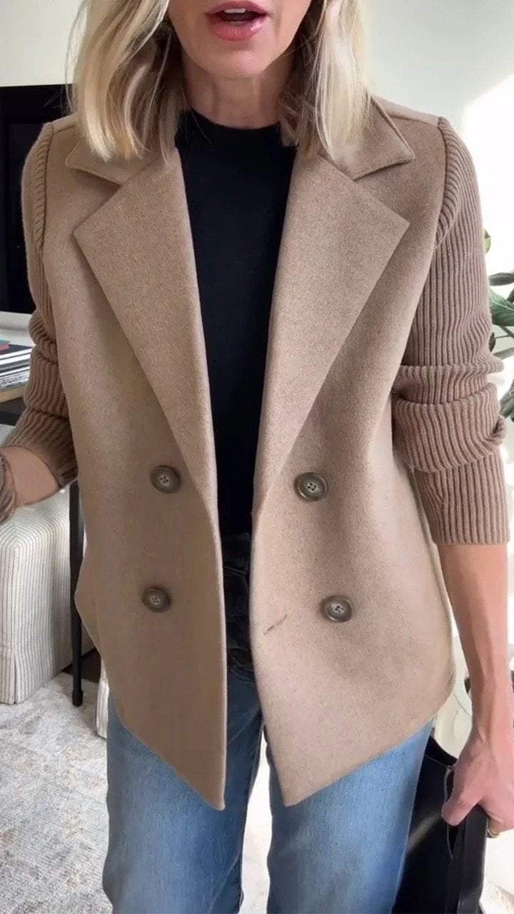 THALIORA – CONTEMPORARY KNIT-SLEEVE SUIT BLAZER