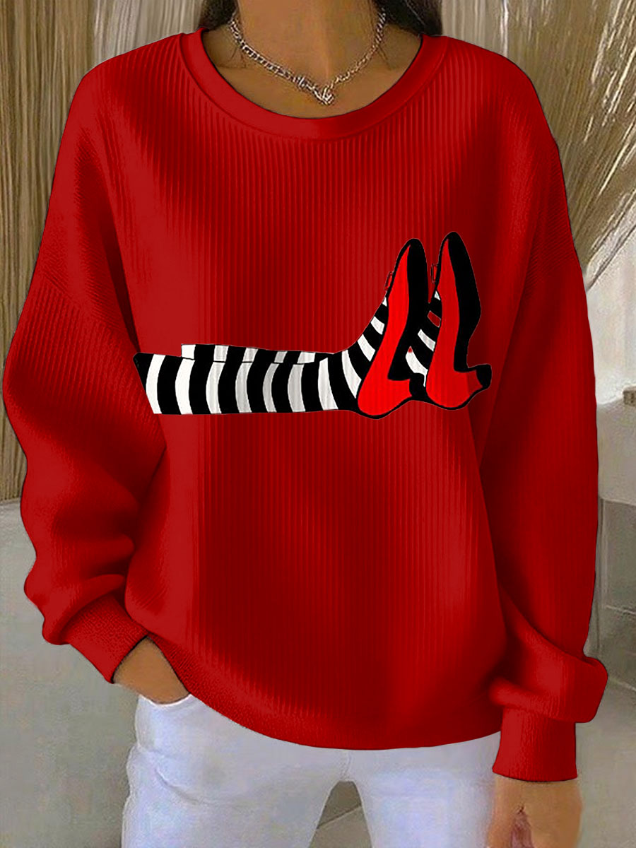 Women's Witch Legs Print Casual Sweatshirt