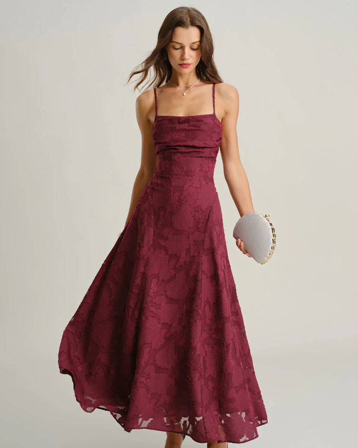LIORA – JACQUARD SLIP BACKLESS MAXI DRESS
